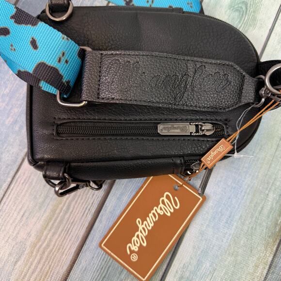 Wrangler Cow Print Concealed Carry Crossbody Purse NEW Blue Black Travel Bag - Picture 4 of 8
